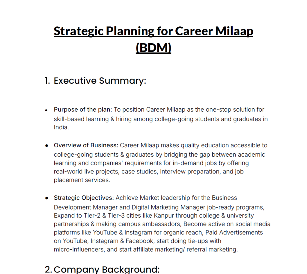 Strategic Planning document